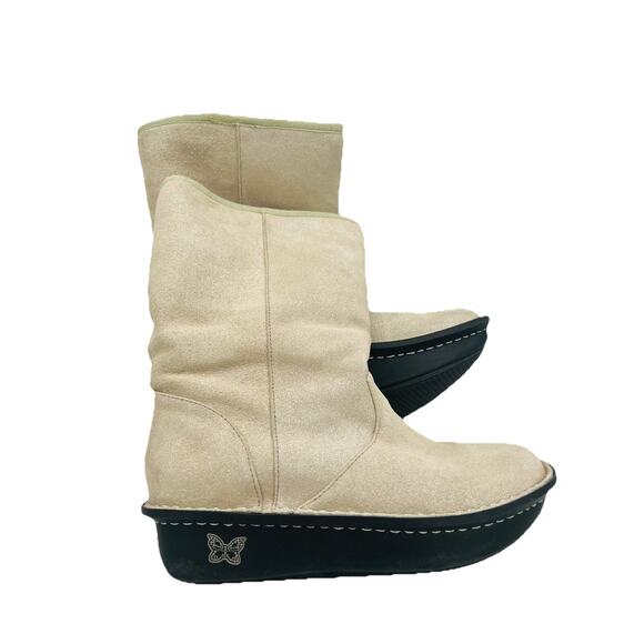 ALEGRIA SEDONA IVORY GLITTER LEATHER UPPER SHEARLING LINED BOOTS SZ 37 6.5-7 - Picture 8 of 8